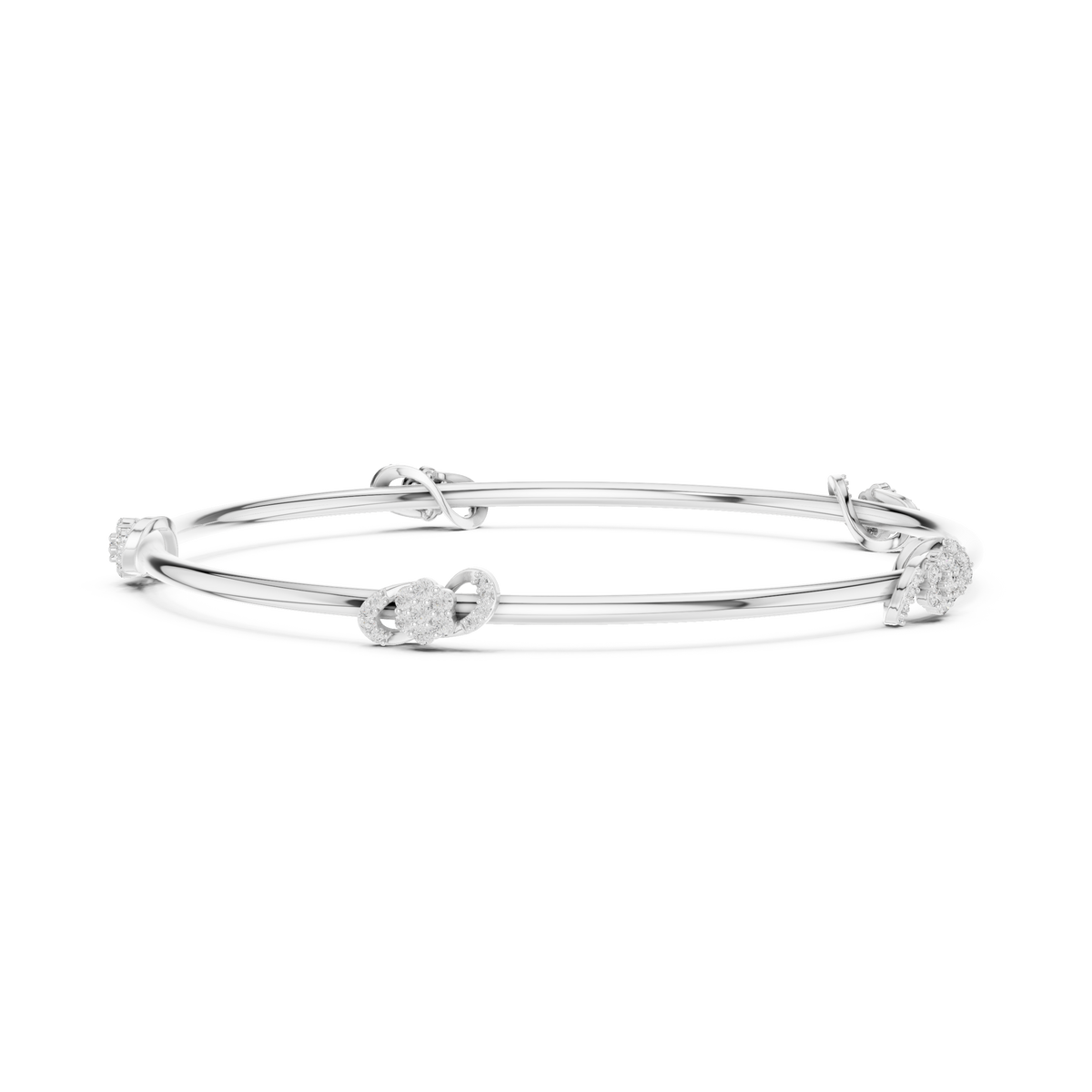 Petite Cluster Station Moissanite Bangle in white 925 sterling silver, view 3