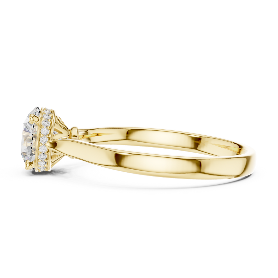 Round Hidden Halo Moissanite Solitaire Ring in yellow 925 sterling silver, view 3