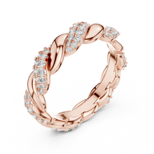 Twisted Rope Pavé Moissanite Eternity Band in rose 925 sterling silver, view 2