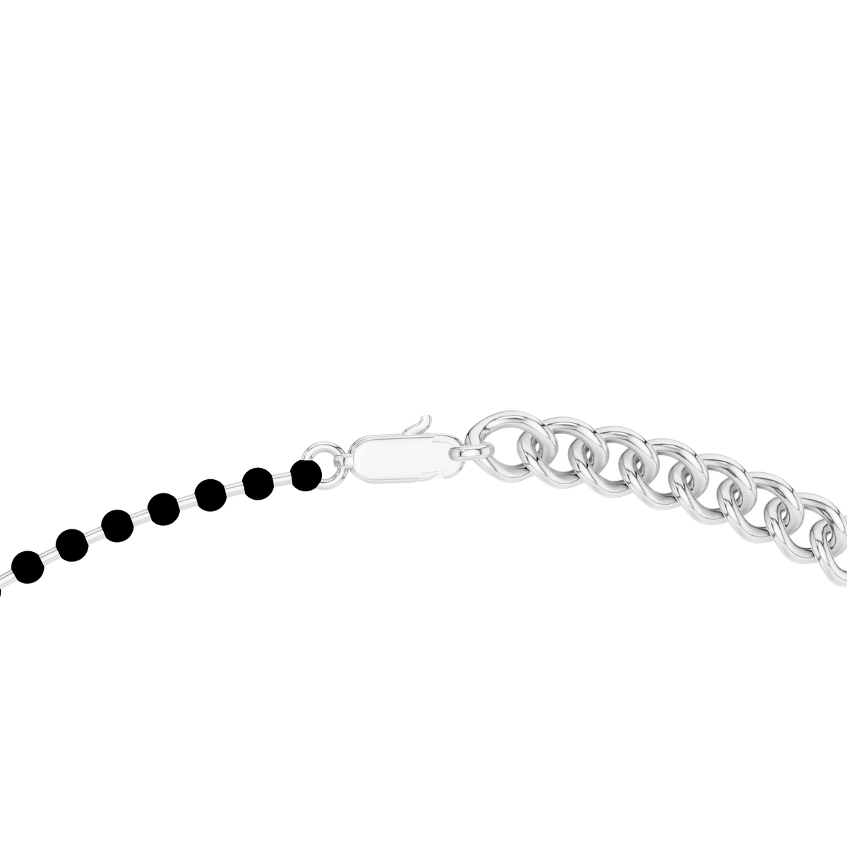 Bezel Station Bead Chain Necklace in white 925 sterling silver, view 4