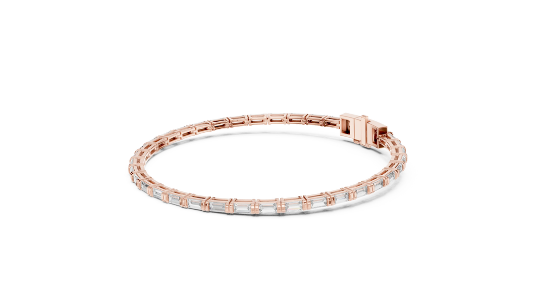 Baguette Moissanite Link Bracelet in rose 925 sterling silver, view 2