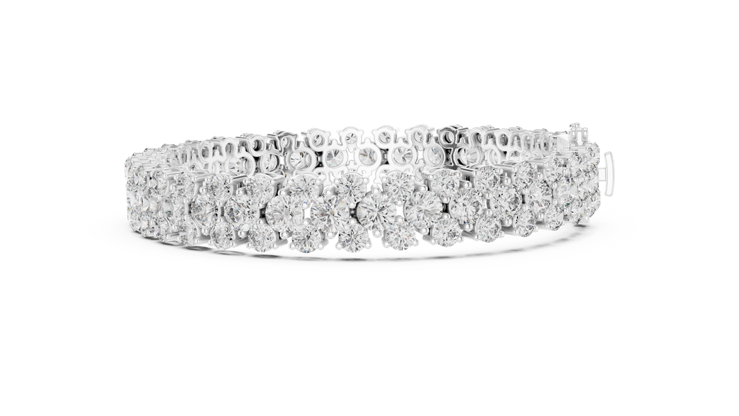 Round Cluster Moissanite Statement Bracelet in white 925 sterling silver, view 4