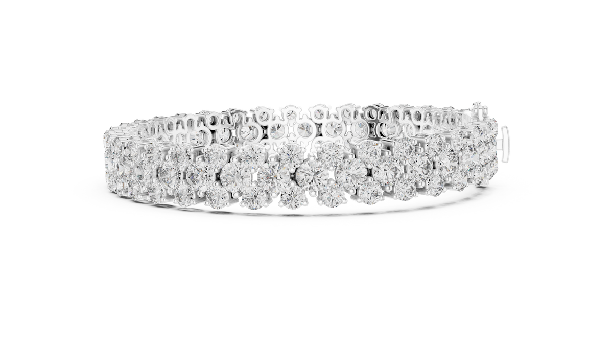 Round Cluster Moissanite Statement Bracelet in white 925 sterling silver, view 4
