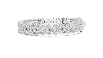 Round Cluster Moissanite Statement Bracelet in white 925 sterling silver, view 4