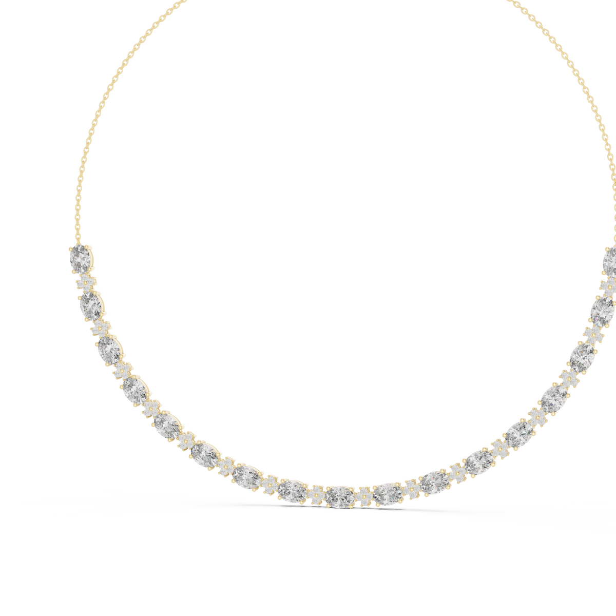 Oval Station Necklace in yellow 925 sterling silver, view 2