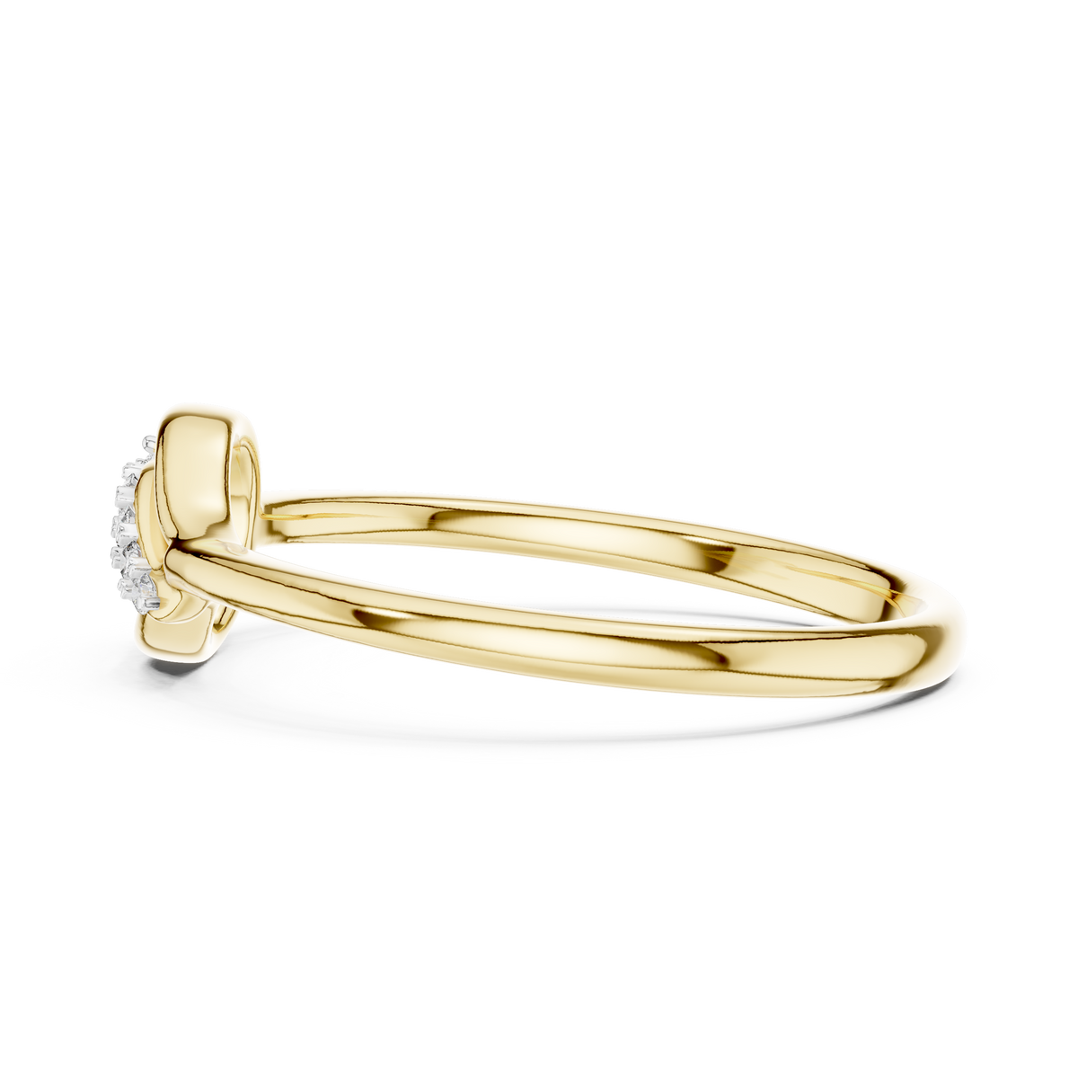 Flower Cluster Teardrop Bypass Moissanite Ring in yellow 925 sterling silver, view 3