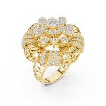 Flower Cluster Moissanite Cocktail Ring in yellow 925 sterling silver, view 2