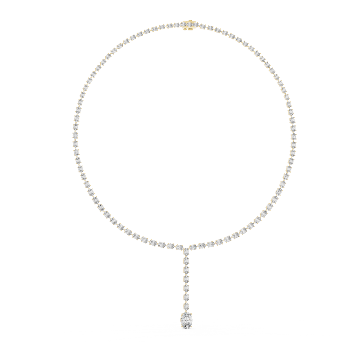 Graduated Oval Y Necklace in yellow 925 sterling silver, view 1