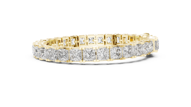 Princess Cut Moissanite Tennis Bracelet in yellow 925 sterling silver, view 4