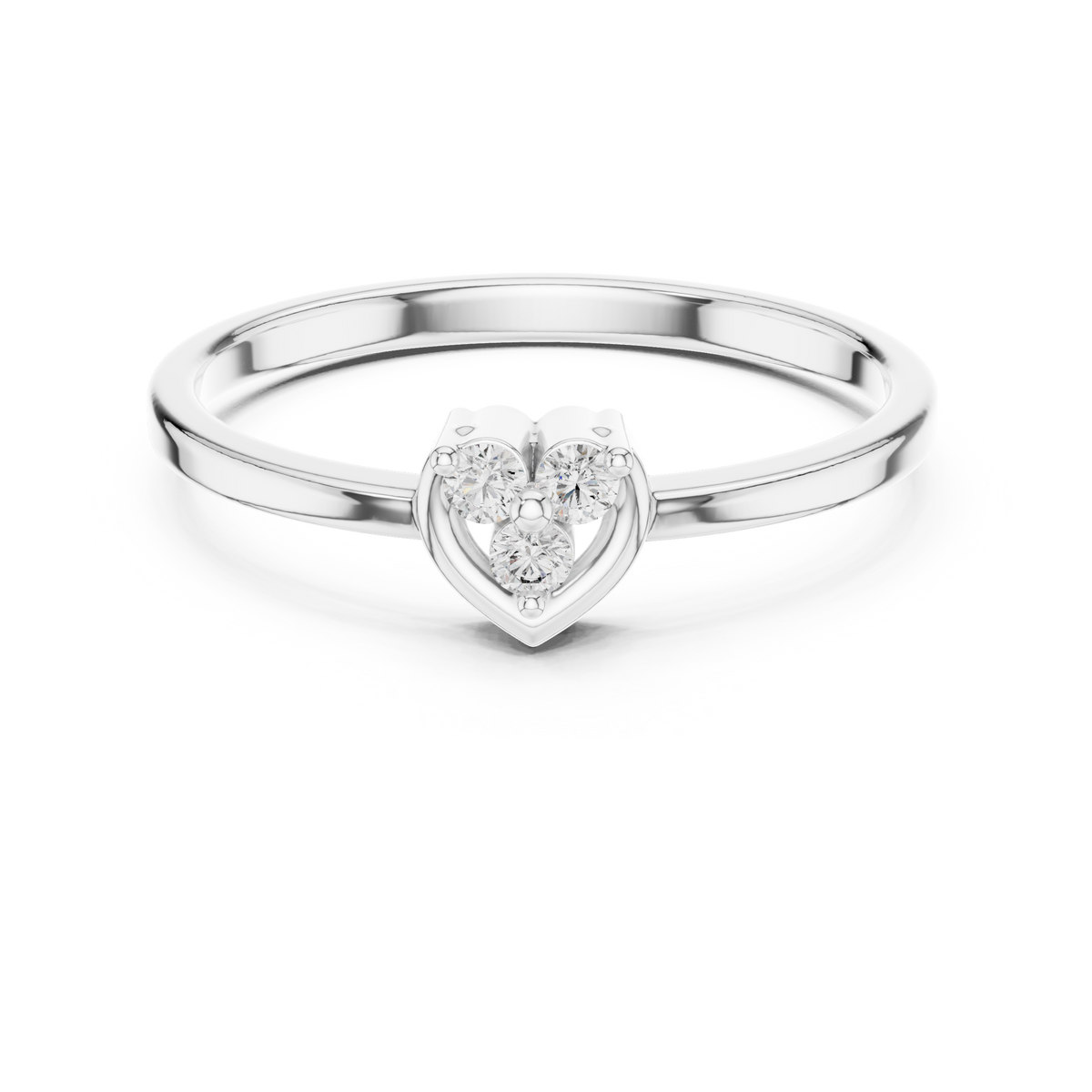 Open Heart Cluster Moissanite Ring in white 925 sterling silver, view 4