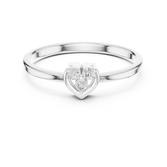 Open Heart Cluster Moissanite Ring in white 925 sterling silver, view 4