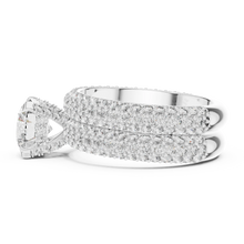 Round Solitaire Moissanite Ring with Wide Pavé Band in white 925 sterling silver, view 3
