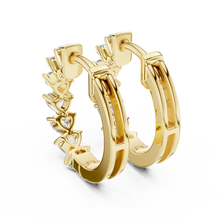 Heart moissanite huggie hoop earrings in yellow 925 sterling silver, view 3