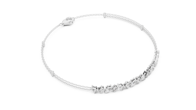 Mixed Shape Moissanite Station Chain Bracelet in white 925 sterling silver, view 3