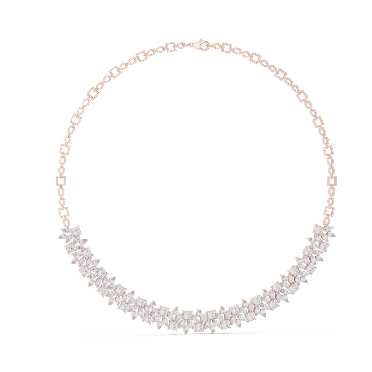 Pear Princess Marquise Cluster Collar Necklace in rose 925 sterling silver, view 1