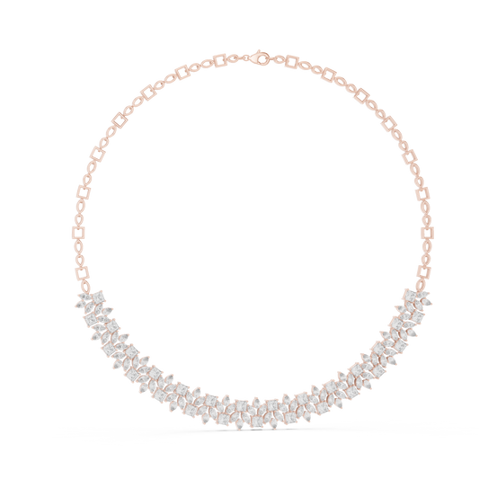 Pear Princess Marquise Cluster Collar Necklace in rose 925 sterling silver, view 1