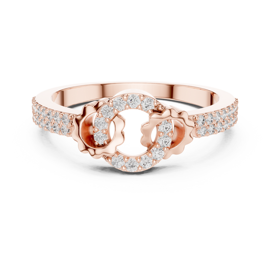 Open Circle Double-Row Pavé Moissanite Ring in rose 925 sterling silver, view 4
