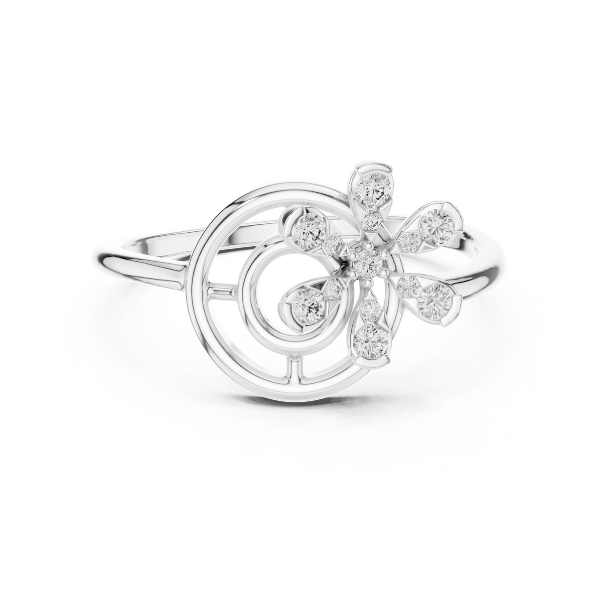 Spiral Flower Moissanite Ring in white 925 sterling silver, view 4