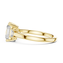 Radiant Cut Moissanite Ring with Baguette Side Stones in yellow 925 sterling silver, view 3