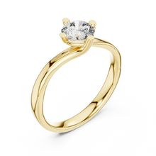Round Solitaire Moissanite Bypass Twist Ring in yellow 925 sterling silver, view 2