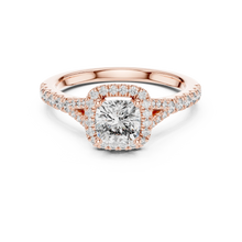 Cushion Halo Moissanite Engagement Ring in rose 925 sterling silver, view 4