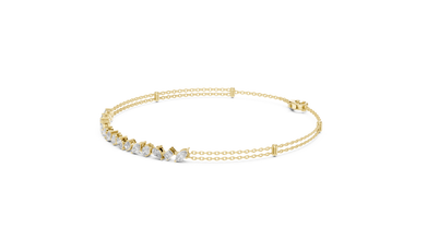 Mixed Shape Moissanite Station Chain Bracelet in yellow 925 sterling silver, view 2