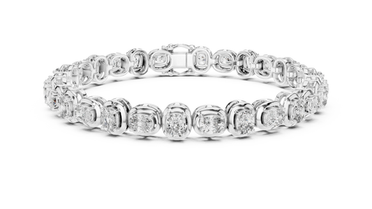 Cushion Cut Moissanite Tennis Bracelet in white 925 sterling silver, view 1