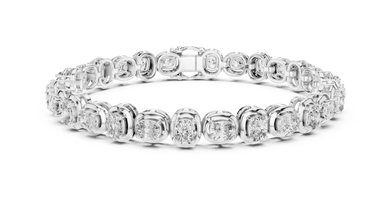 Cushion Cut Moissanite Tennis Bracelet in white 925 sterling silver, view 1