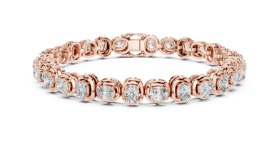 Cushion Cut Moissanite Tennis Bracelet in rose 925 sterling silver, view 1