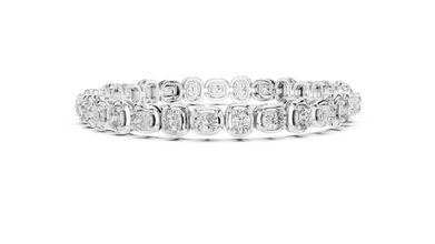 Cushion Cut Moissanite Tennis Bracelet in white 925 sterling silver, view 4