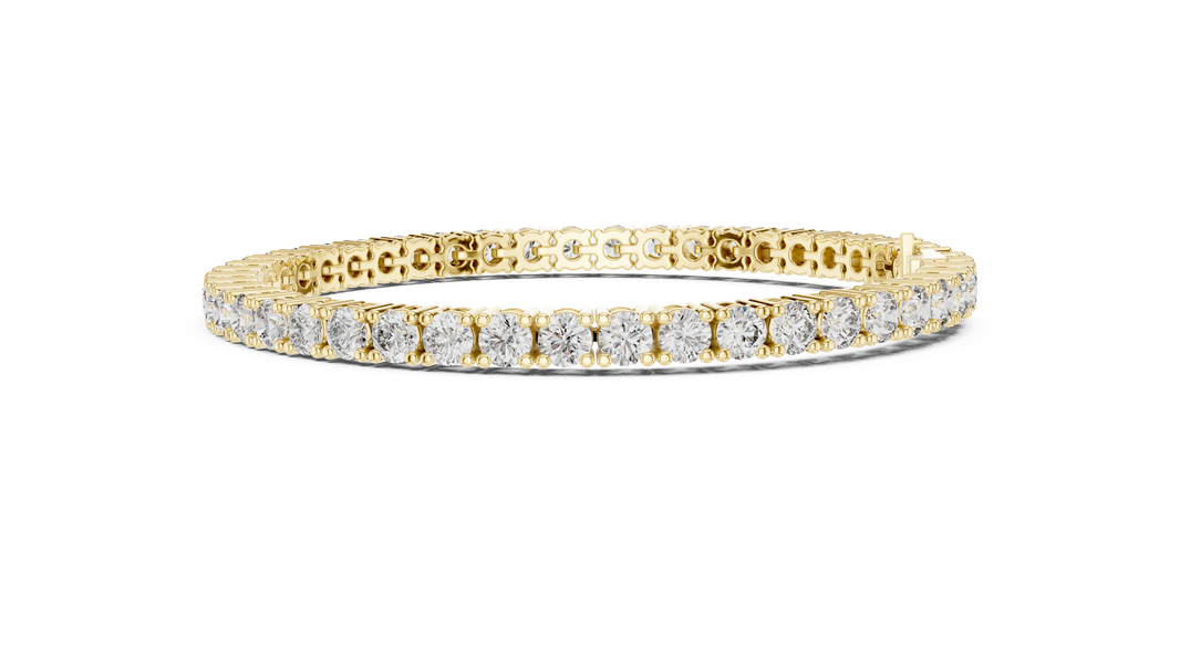 3.5 mm Round Moissanite Tennis Bracelet in yellow 925 sterling silver, view 4