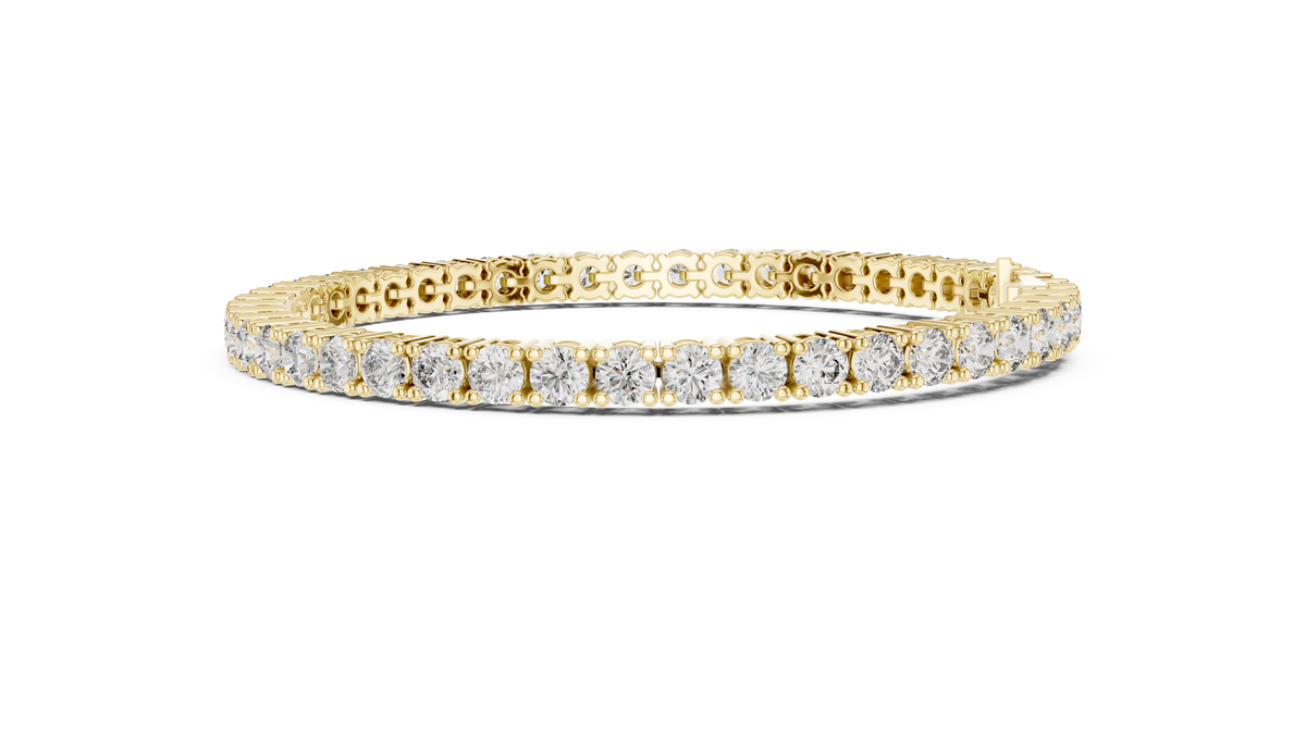 3.5 mm Round Moissanite Tennis Bracelet in yellow 925 sterling silver, view 4