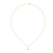 Pavé Crescent Moon Moissanite Pendant in yellow 925 sterling silver, view 1