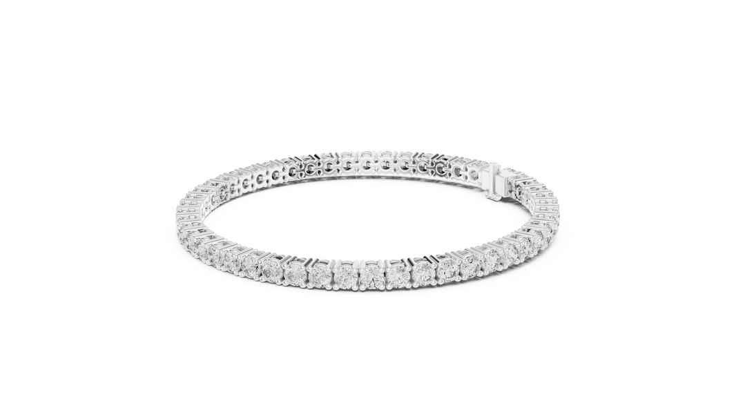 Round Moissanite Classic Tennis Bracelet in white 925 sterling silver, view 2