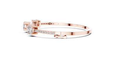 Three Stone Moissanite Bangle in rose 925 sterling silver, view 4