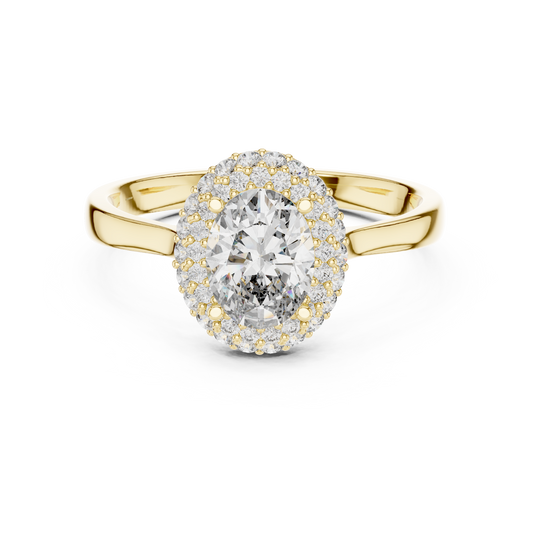 Oval Double Halo Moissanite Ring in yellow 925 sterling silver, view 4