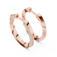 Moissanite twisted pave hoop earrings in rose 925 sterling silver, bold, view 2
