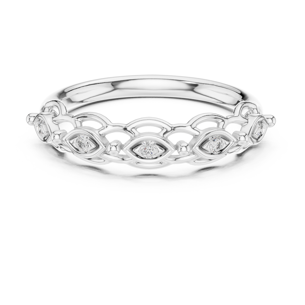 Linked Eye Moissanite Band in white 925 sterling silver, view 4