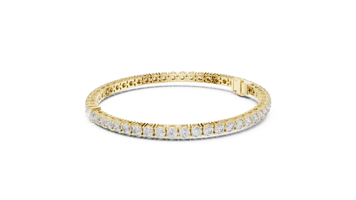 Pear Centre Round Moissanite Tennis Bracelet in yellow 925 sterling silver, view 2