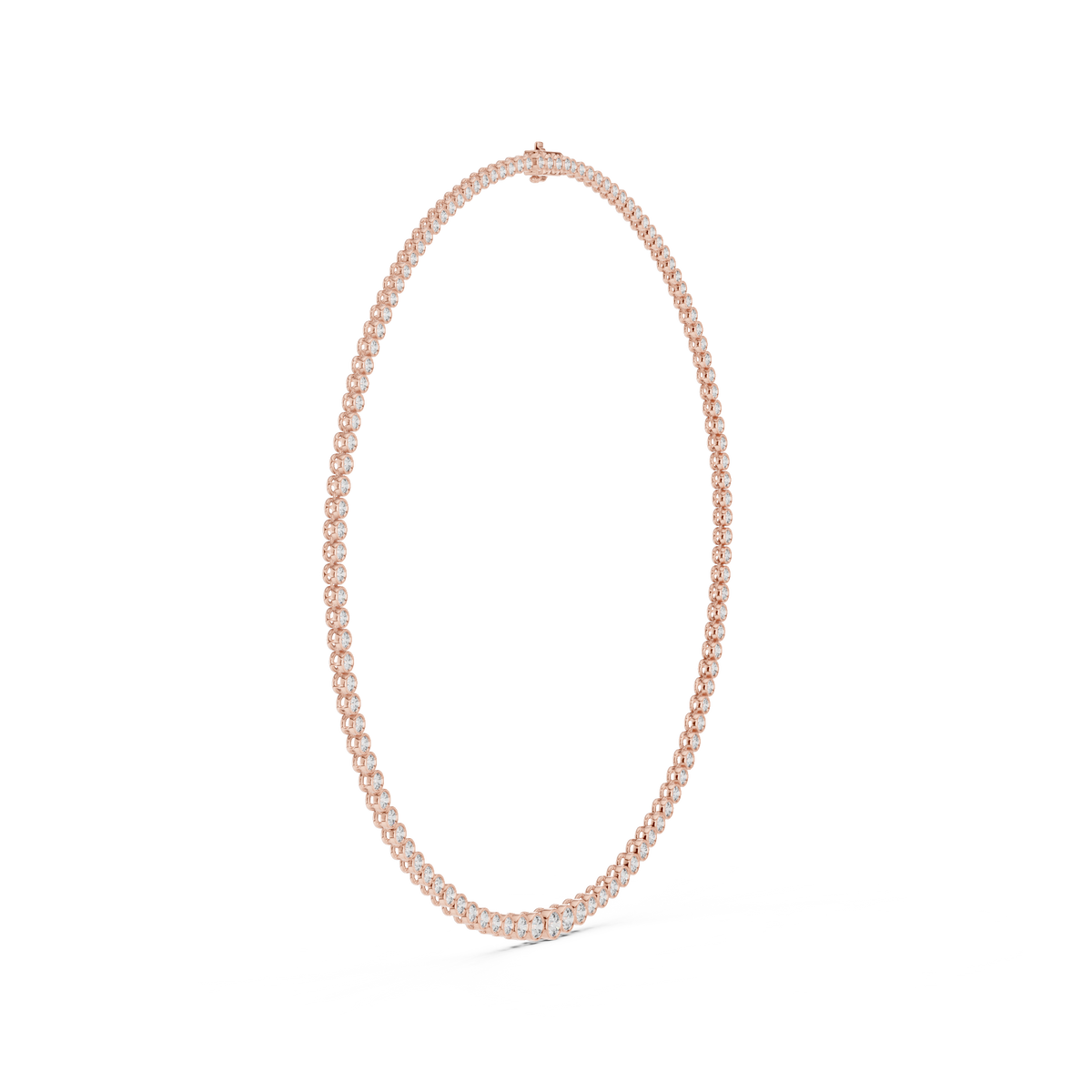 Graduated Bezel Round Necklace in rose 925 sterling silver, view 3