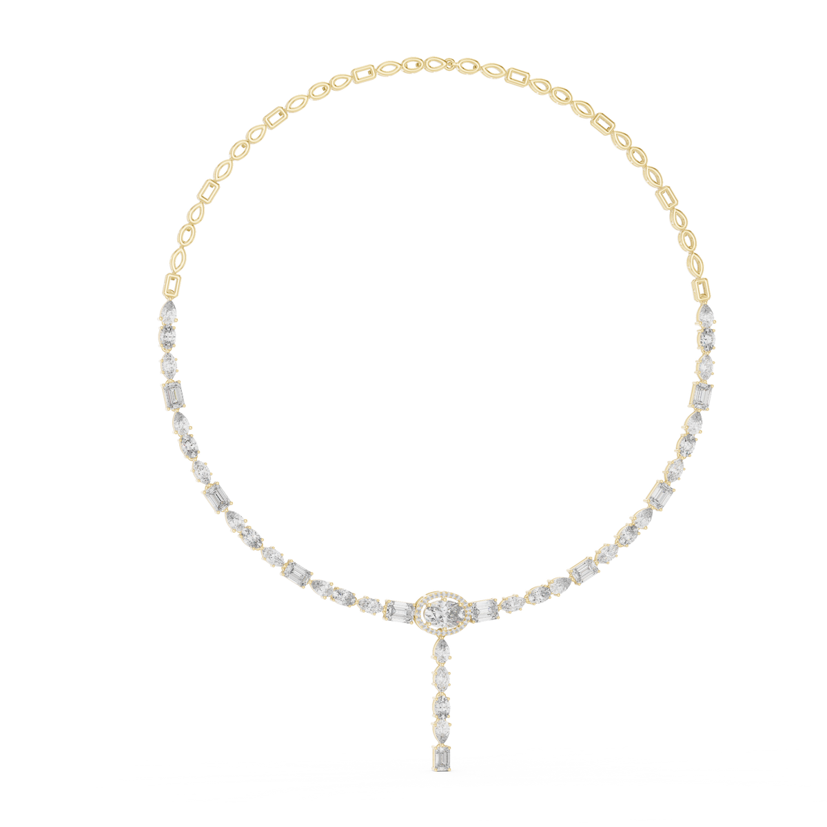 Mixed Shape Lariat Necklace in yellow 925 sterling silver, view 1