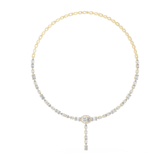 Mixed Shape Lariat Necklace in yellow 925 sterling silver, view 1