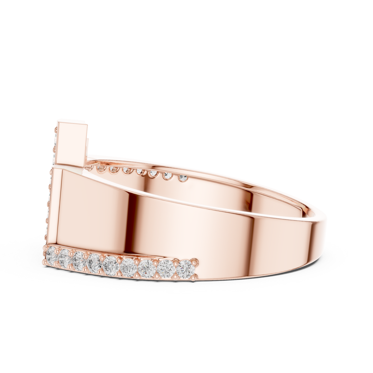 Men's Wide Vertical Bar Moissanite Band in rose 925 sterling silver, view 3