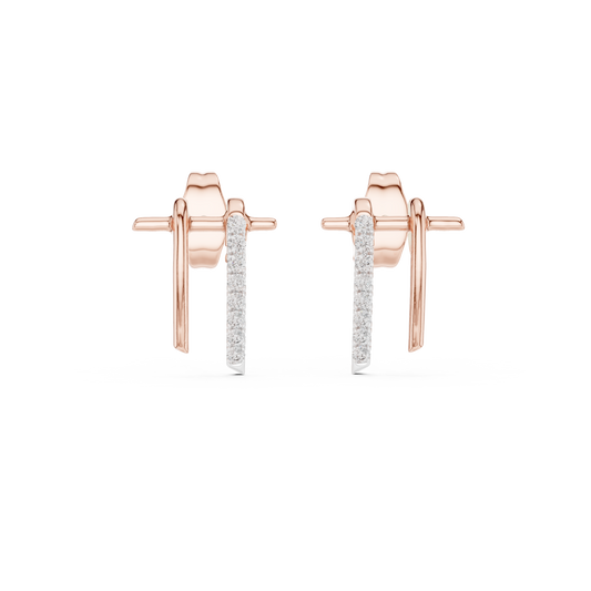 Moissanite Pavé Bar Stud Earrings in rose 925 sterling silver, view 4