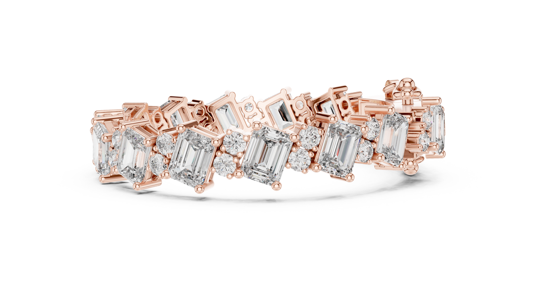 Emerald Cut Moissanite Statement Link Bracelet in rose 925 sterling silver, view 4