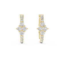Moissanite cluster huggie hoop earrings in yellow 925 sterling silver, view 4
