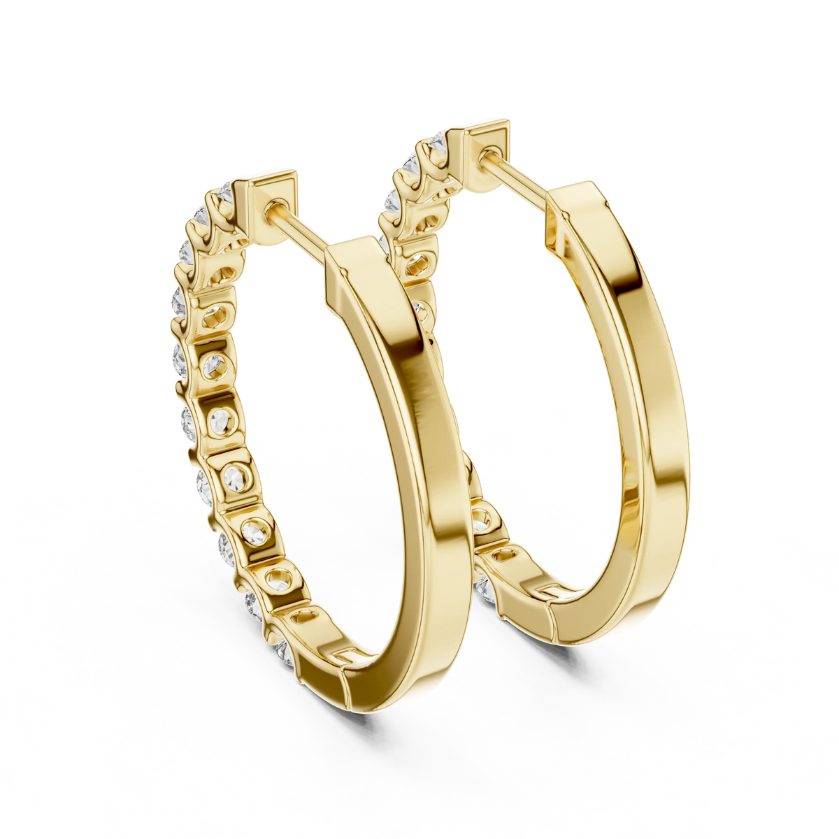 Moissanite bar set hoop earrings in yellow 925 sterling silver, view 3