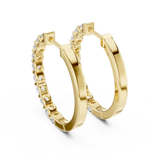 Moissanite bar set hoop earrings in yellow 925 sterling silver, view 3