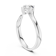 Round Solitaire Moissanite Bypass Twist Ring in white 925 sterling silver, view 1