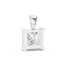 Princess Cut Solitaire Moissanite Pendant in white 925 sterling silver, view 4
